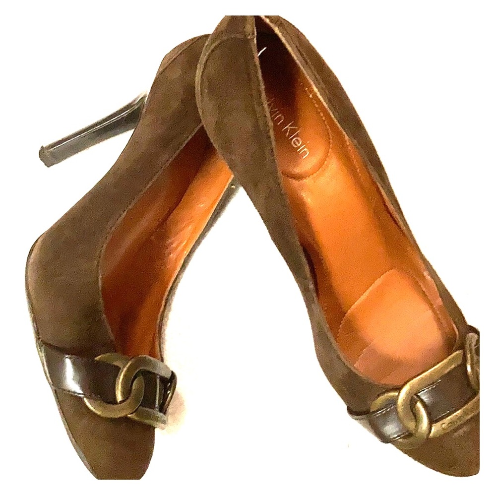 Calvin Klein suede heels with buckle